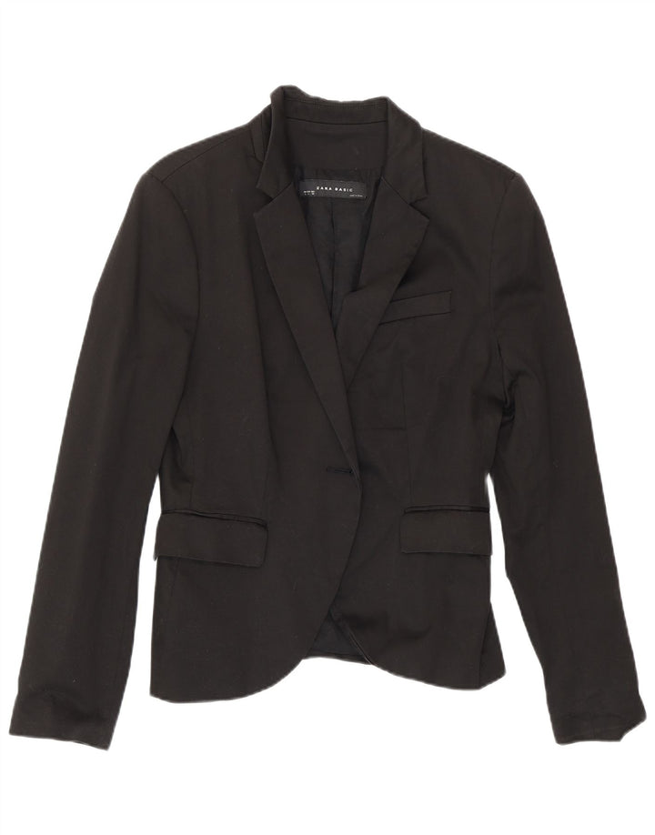 Giacca blazer aperta da donna Zara UK 14 grande cotone nero