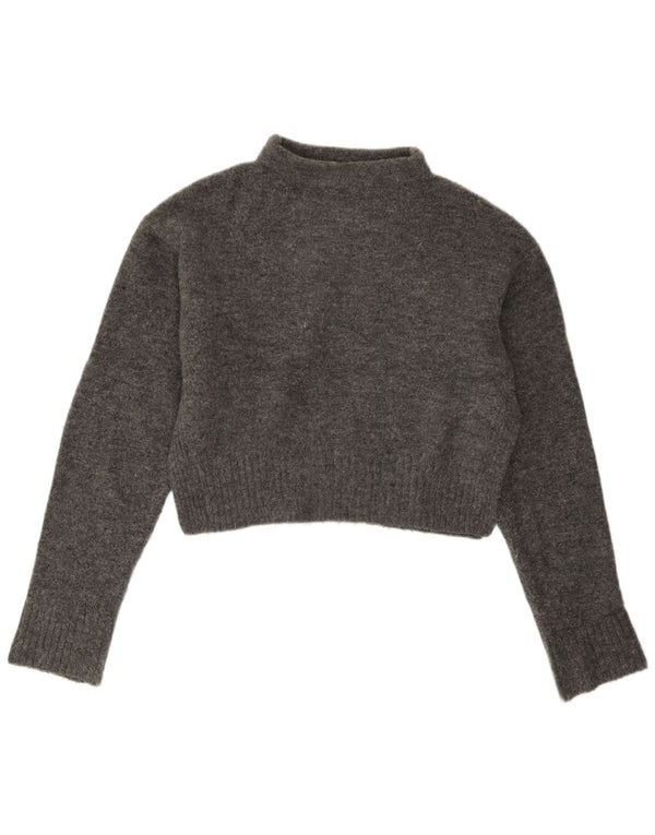 Maglione a collo alto corto corto da donna Zara UK 6 XS grigio screziato