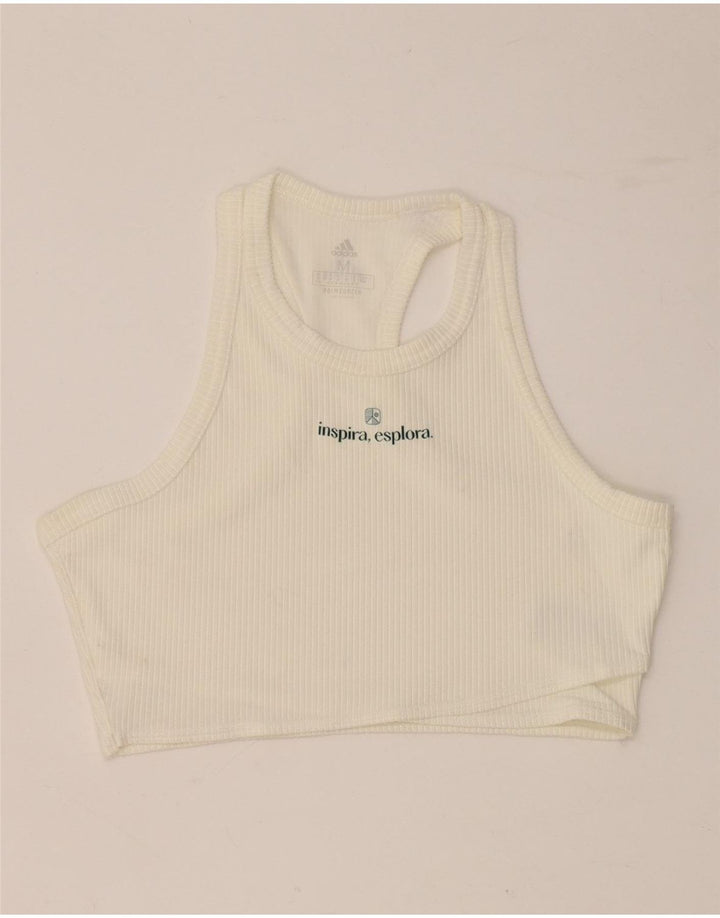 Canotta corta ADIDAS da donna Aeroready UK 12/14 Poliammide bianco medio