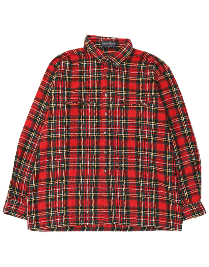 Camicia vintage da uomo in flanella XL in lana a quadri rossi