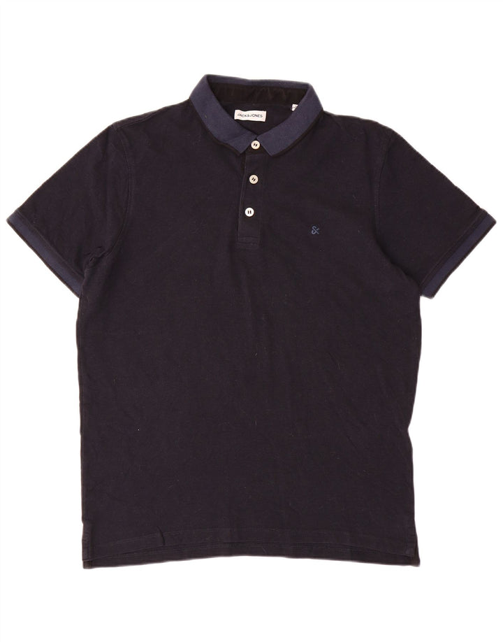 Polo da uomo Jack & Jones grande color block blu navy