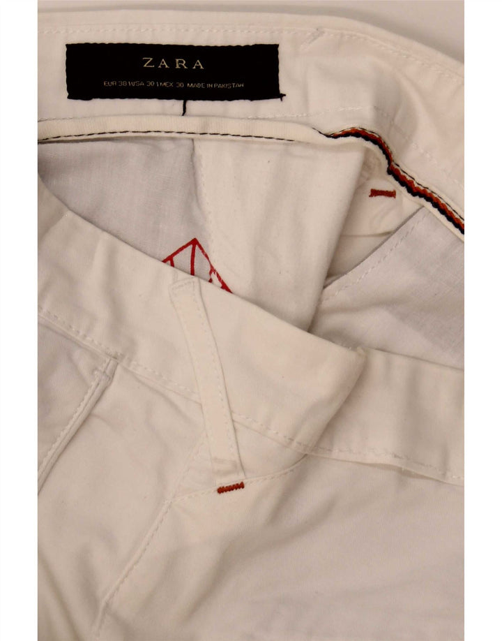 Pantaloni chino slim da uomo Zara EU 38 piccoli W30 L26 bianchi