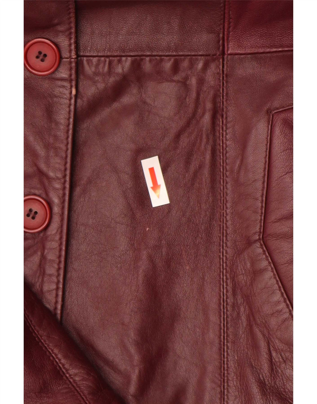 Giacca blazer in pelle vintage da donna a 4 bottoni UK 10 piccola bordeaux