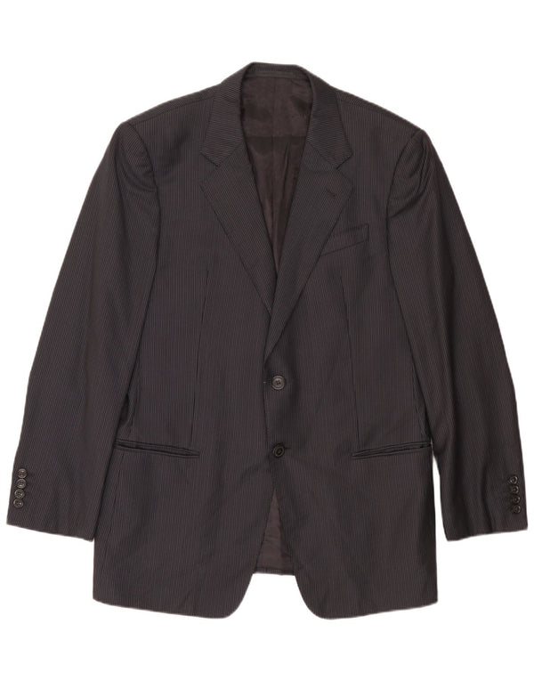 Giacca blazer da uomo a 2 bottoni Armani Collezioni IT 52 grande lana a righe grigie