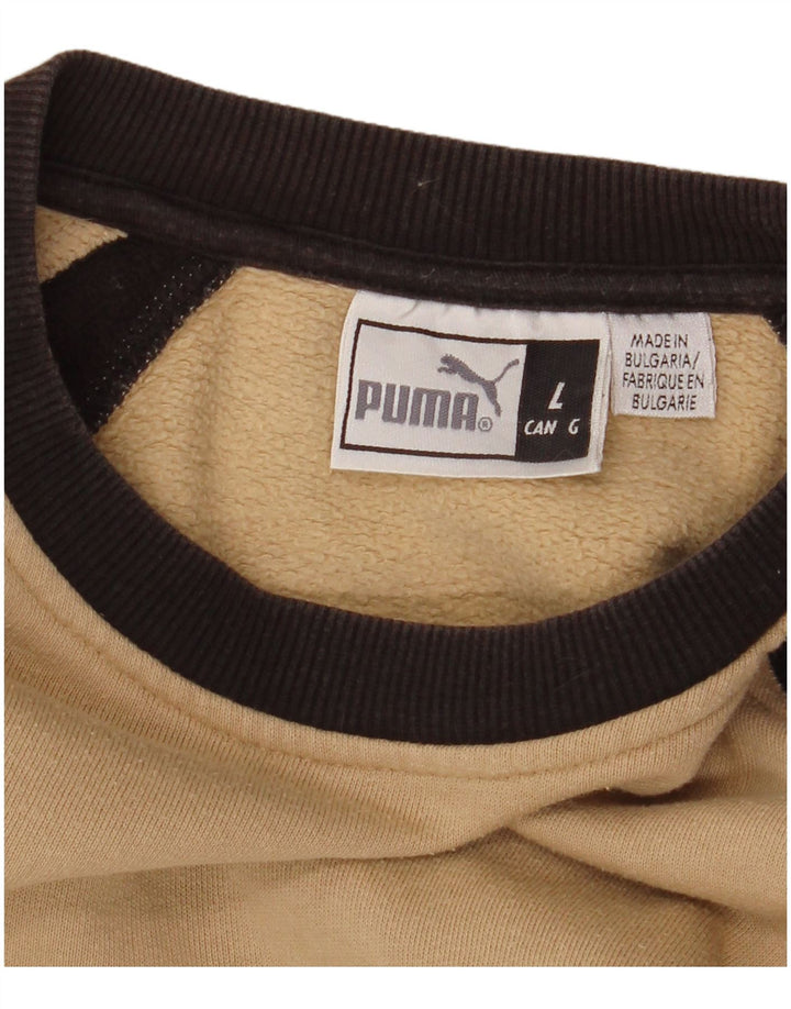 PUMA Felpa con grafica da uomo Maglione Large Beige Colourblock