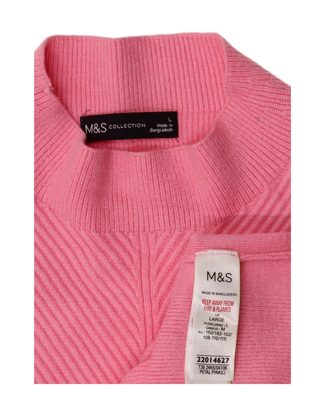Maglione maglione a collo alto da donna Marks & Spencer UK 16 grande viscosa rosa