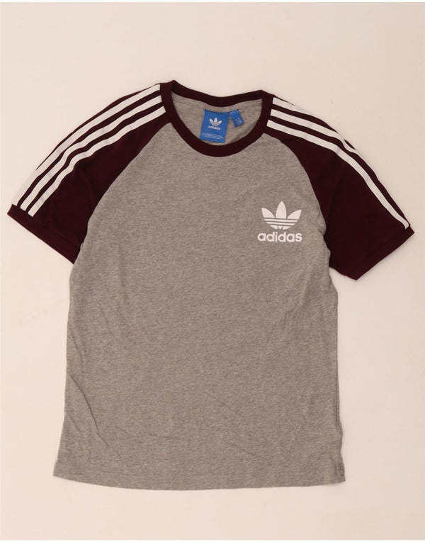T-shirt da uomo Adidas Top in cotone color block grigio medio