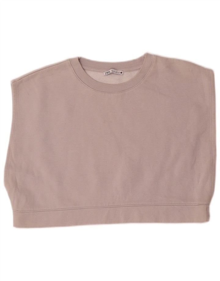 Felpa corta senza maniche ZARA da donna, taglia oversize, UK 10, piccola, grigia