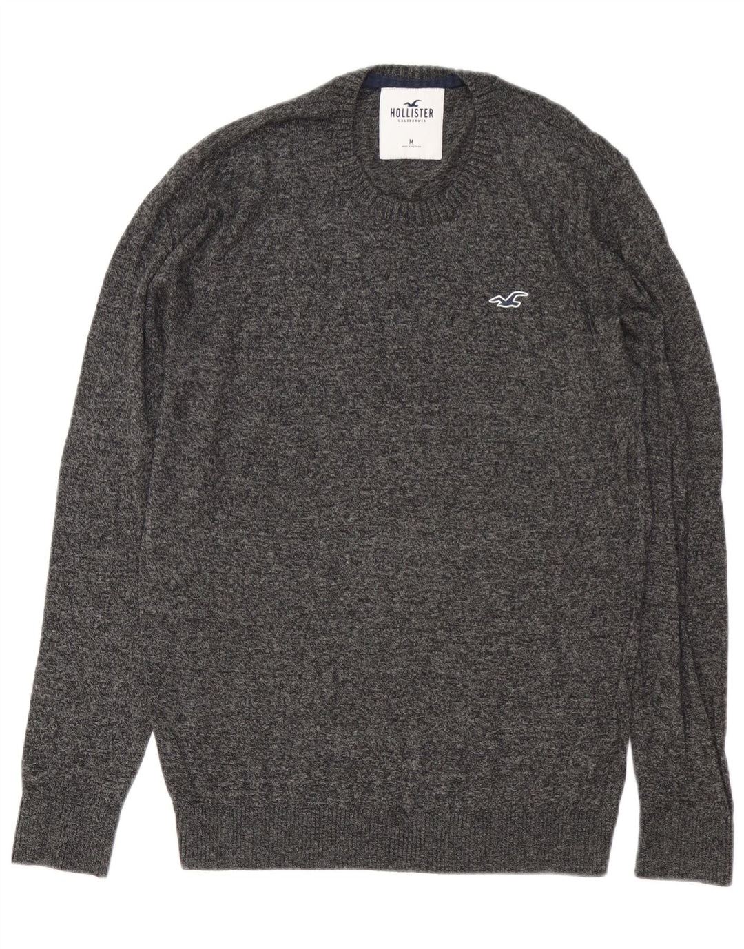 Maglione Hollister da uomo girocollo in cotone chiazzato grigio medio