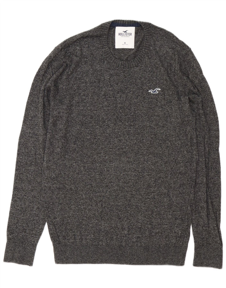 Maglione Hollister da uomo girocollo in cotone chiazzato grigio medio