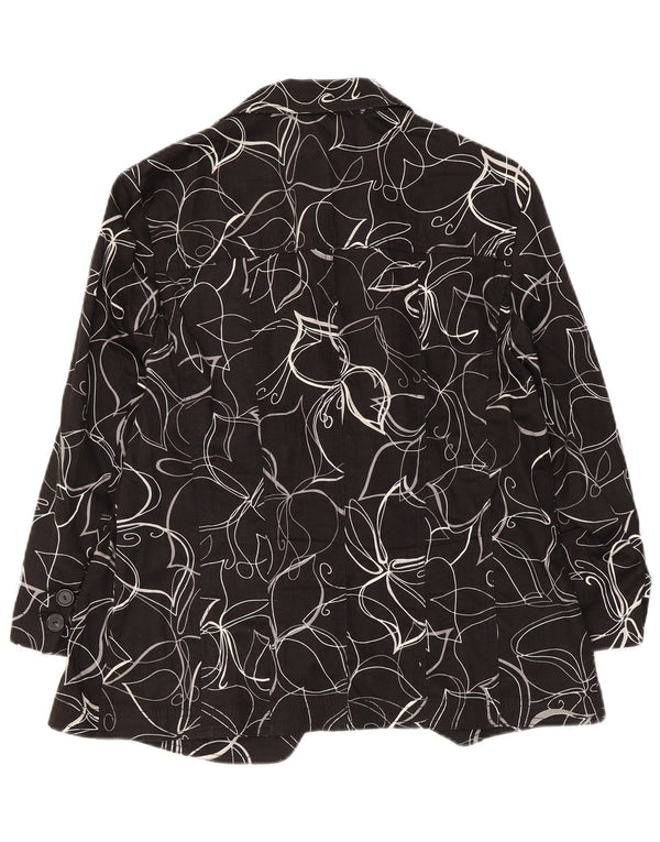 Giacca blazer da donna a 3 bottoni Perte by Krizia UK 12 medio nero floreale