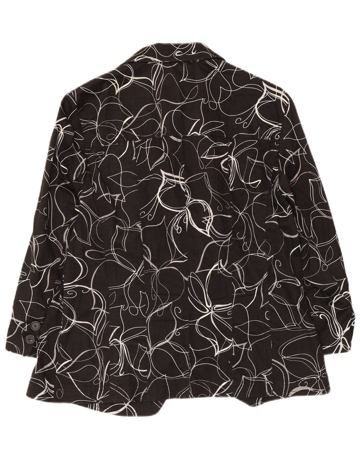 Giacca blazer da donna a 3 bottoni Perte by Krizia UK 12 medio nero floreale