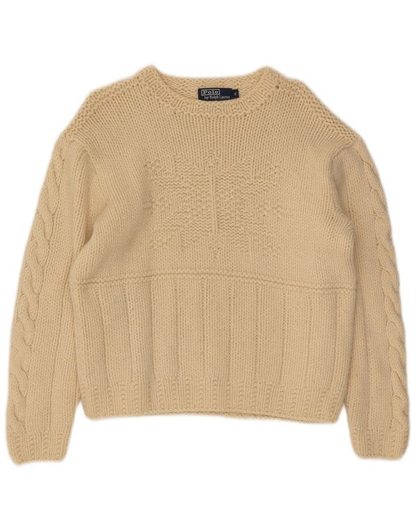 Polo Ralph Lauren Maglione da donna con scollo a barca UK 10 Small Beige