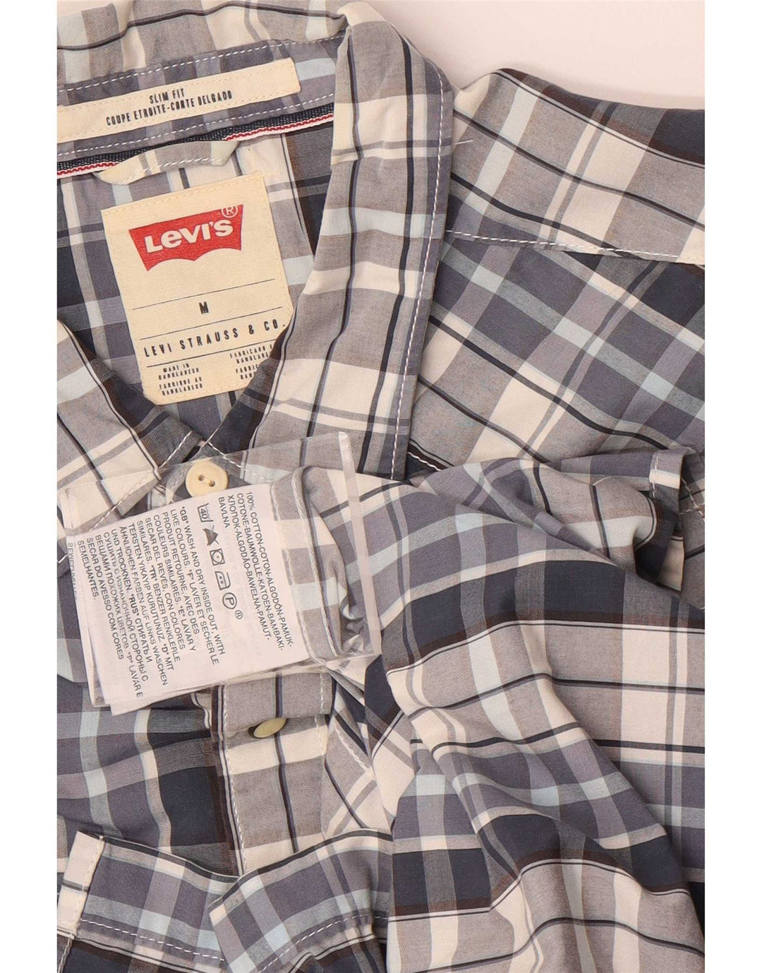 Camicia Levi's da uomo slim fit a maniche corte in cotone a quadri blu medio