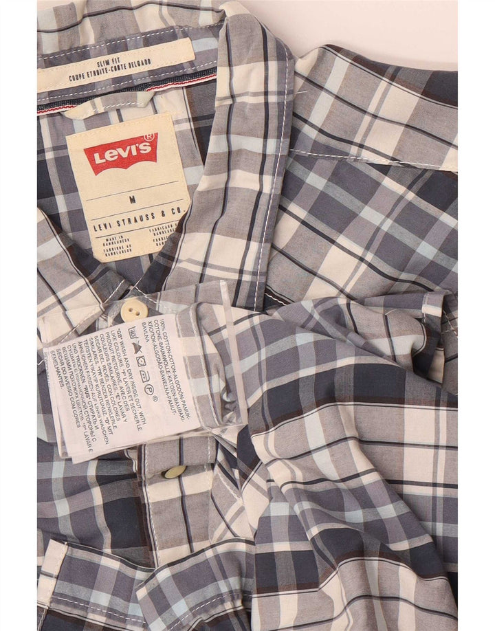 Camicia Levi's da uomo slim fit a maniche corte in cotone a quadri blu medio