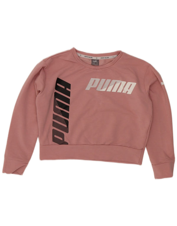 Felpa corta con grafica Puma per ragazze, 9-10 anni, cotone rosa