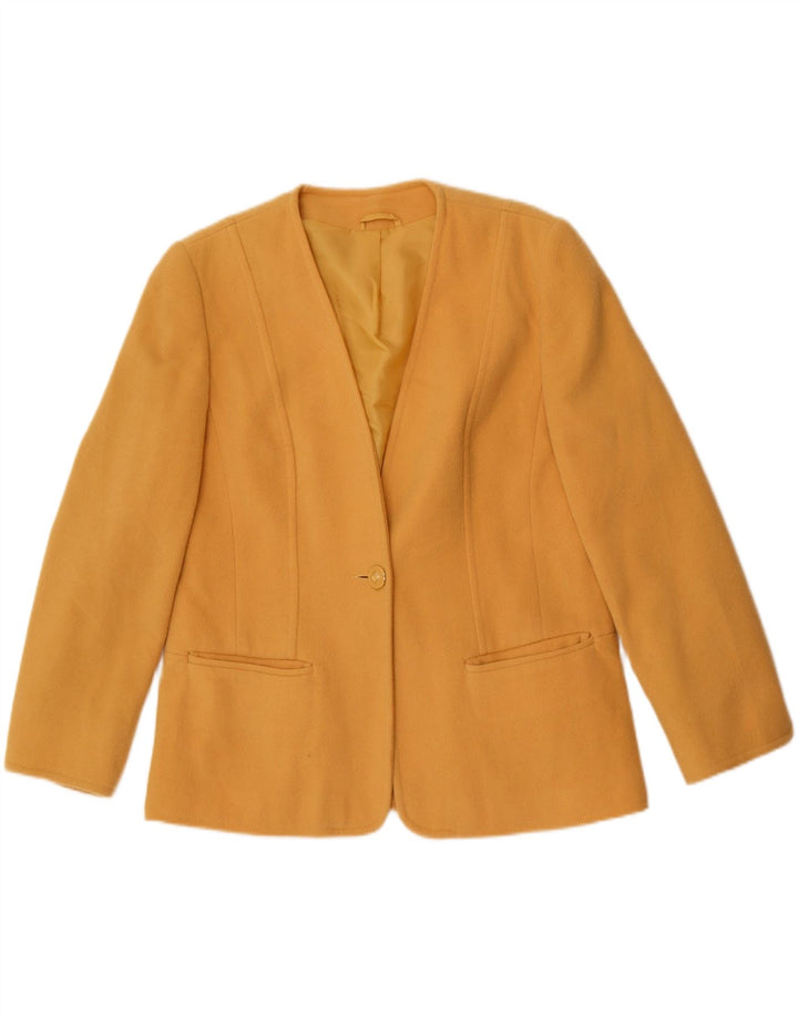 Giacca blazer da donna a 1 bottone First Avenue UK 14 lana gialla media