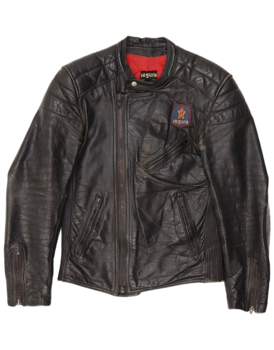 Giacca da motociclista in pelle da uomo Segura IT 44 XS in pelle nera