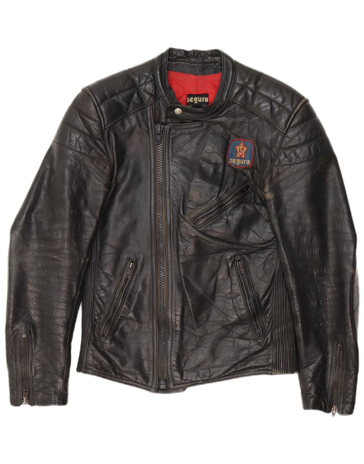 Giacca da motociclista in pelle da uomo Segura IT 44 XS in pelle nera