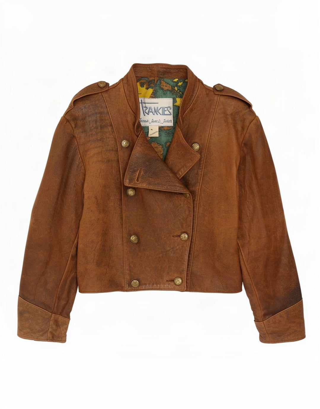 Giacca doppiopetto corta militare da donna di Frankie UK 18 XL Marrone