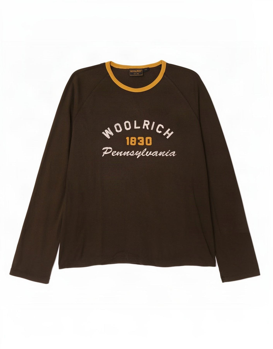 Woolrich Uomo Graphic Top Manica Lunga 2XL Cotone Marrone