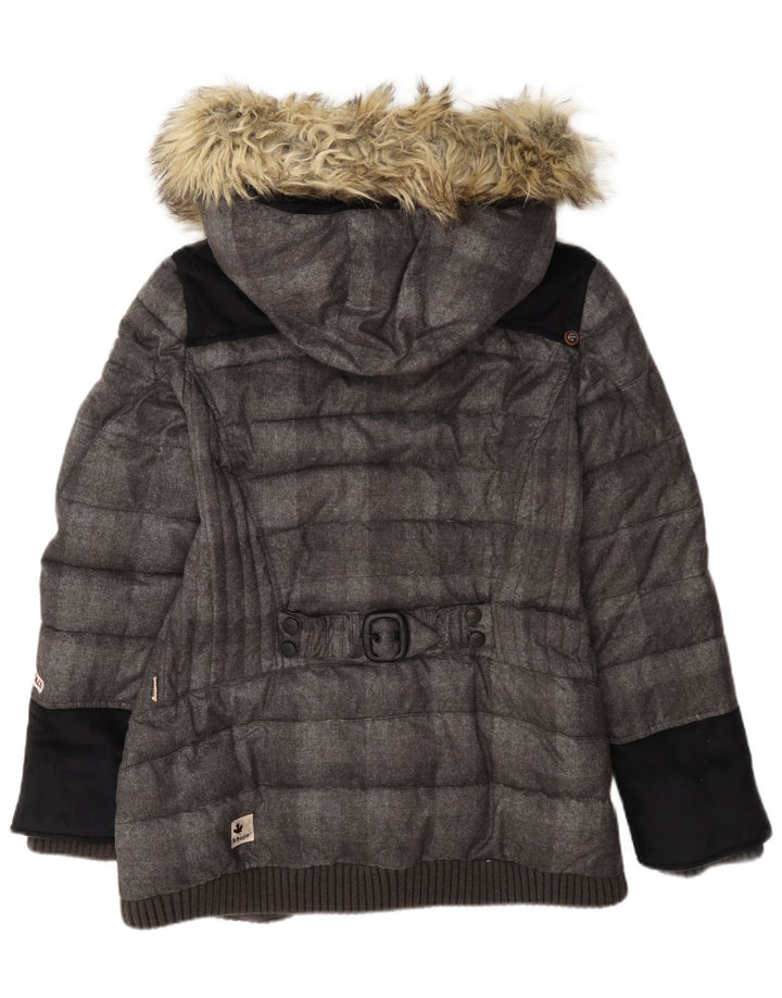 Giacca imbottita con cappuccio da donna KHUJO UK 18 XL Poliestere color block grigio