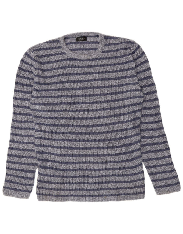 Maglione girocollo da uomo Zara in cotone a righe grandi blu