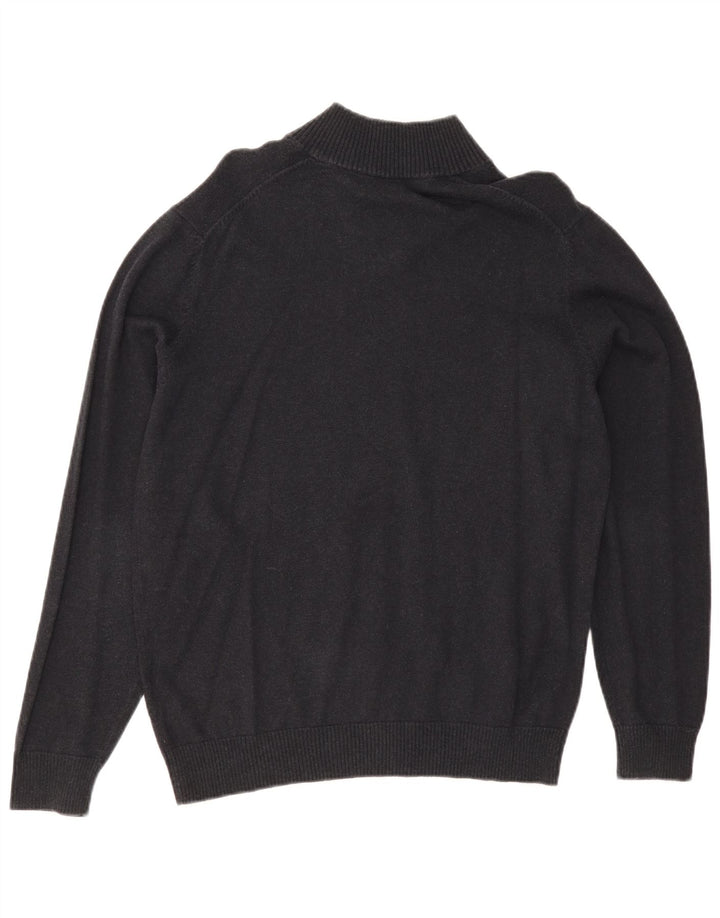Massimo Dutti Maglione da uomo con scollo a V grande in cotone blu navy