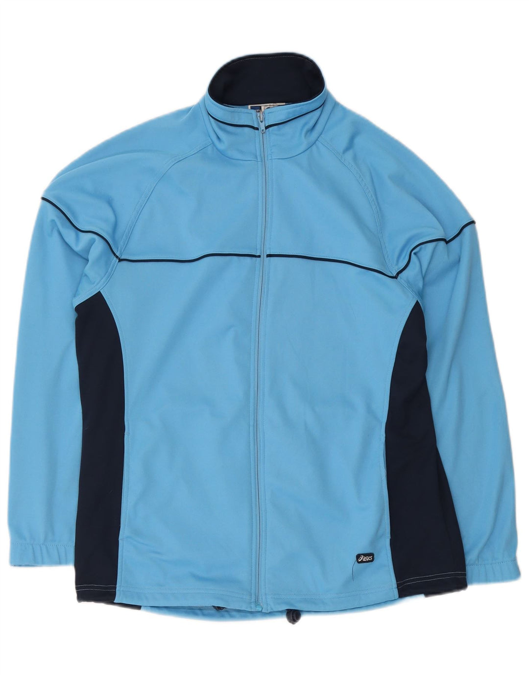 Giacca da ginnastica da uomo Asics, giacca in poliestere color block blu medio