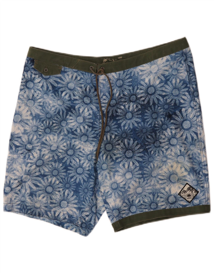 Pantaloncini da bagno da uomo Vans grandi in poliestere floreale blu