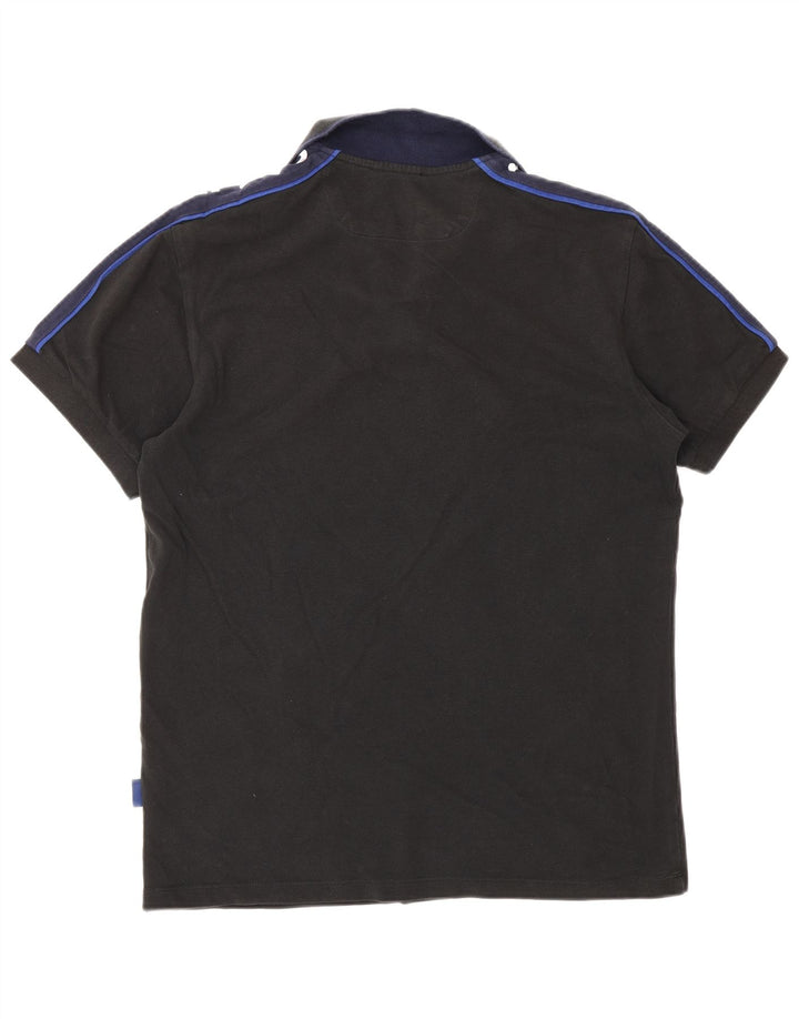 Polo grafica da uomo Gas in cotone color block medio nero