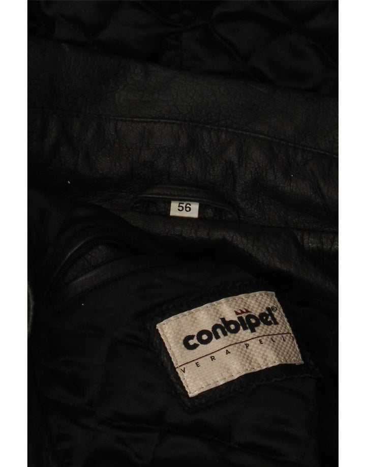 Cappotto in pelle da uomo con cappuccio Conbipel IT 56 2XL Nero