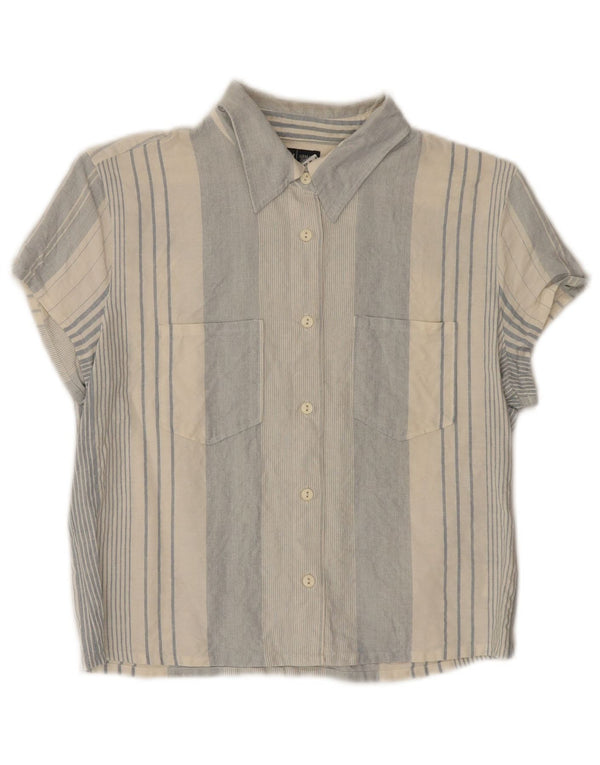 Armani Jeans Donna Camicia a maniche corte corta Camicetta UK 14 Grandi righe blu