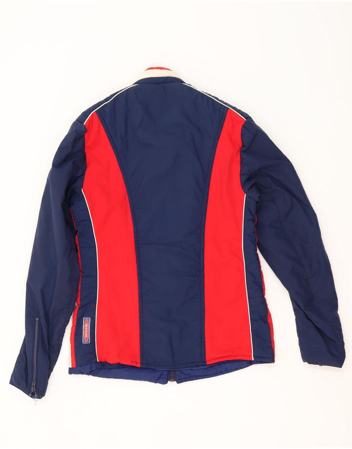 Giacca imbottita leggera da uomo vintage piccola color block blu navy