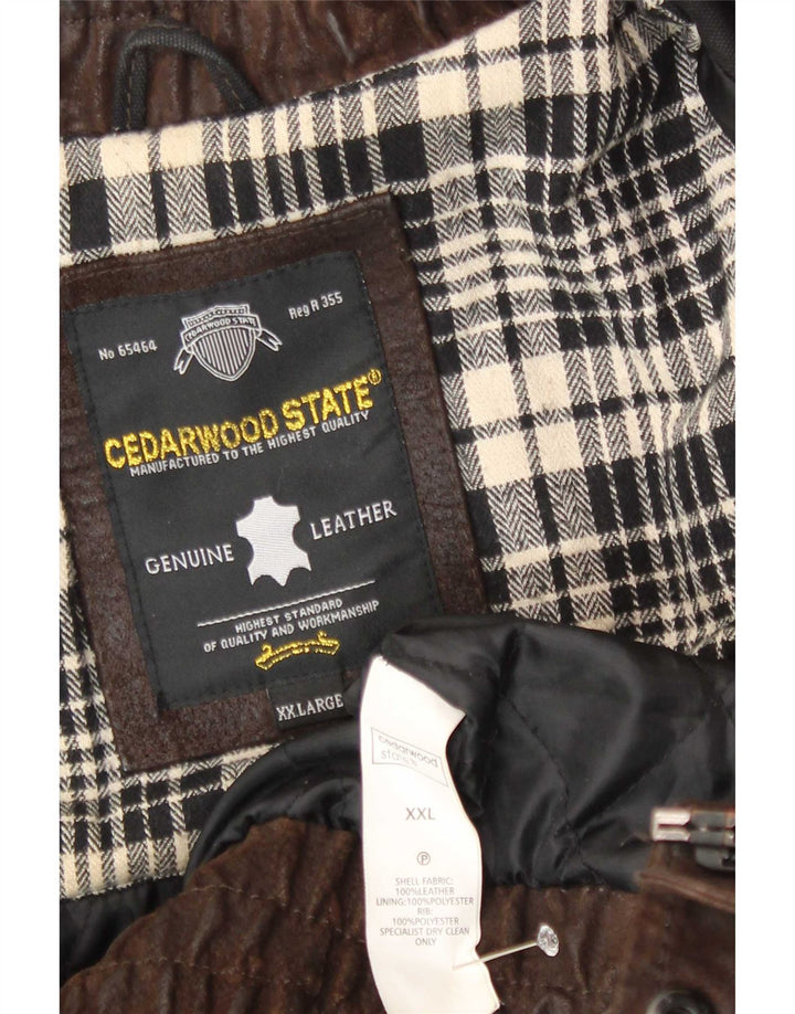 Cedarwood State Giacca in pelle da uomo UK 44 2XL Marrone