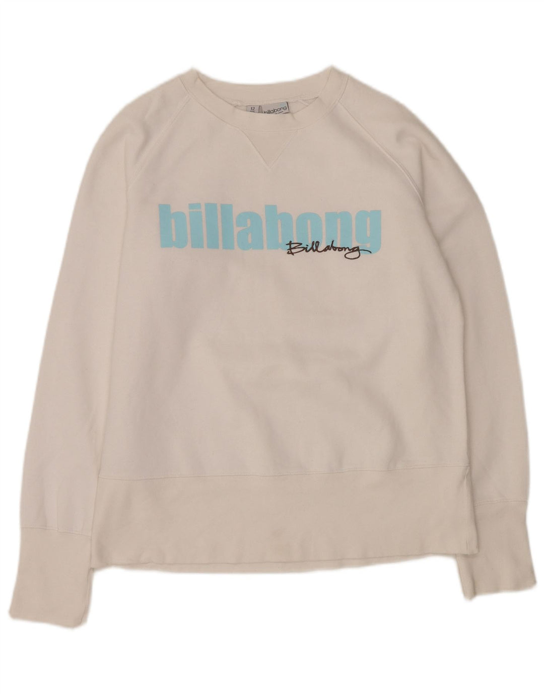 BILLABONG Felpa con grafica da donna Maglione UK 12 Poliestere bianco medio