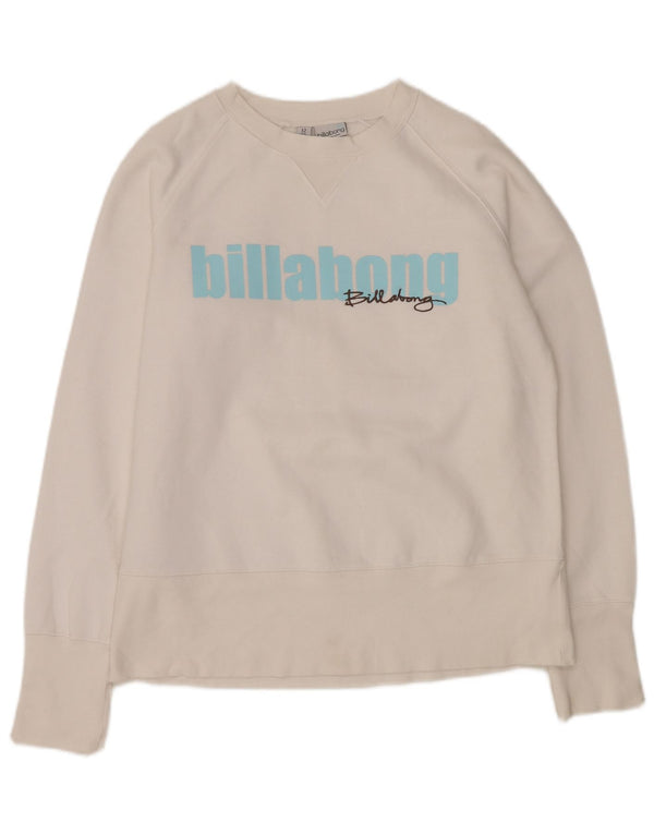 BILLABONG Felpa con grafica da donna Maglione UK 12 Poliestere bianco medio