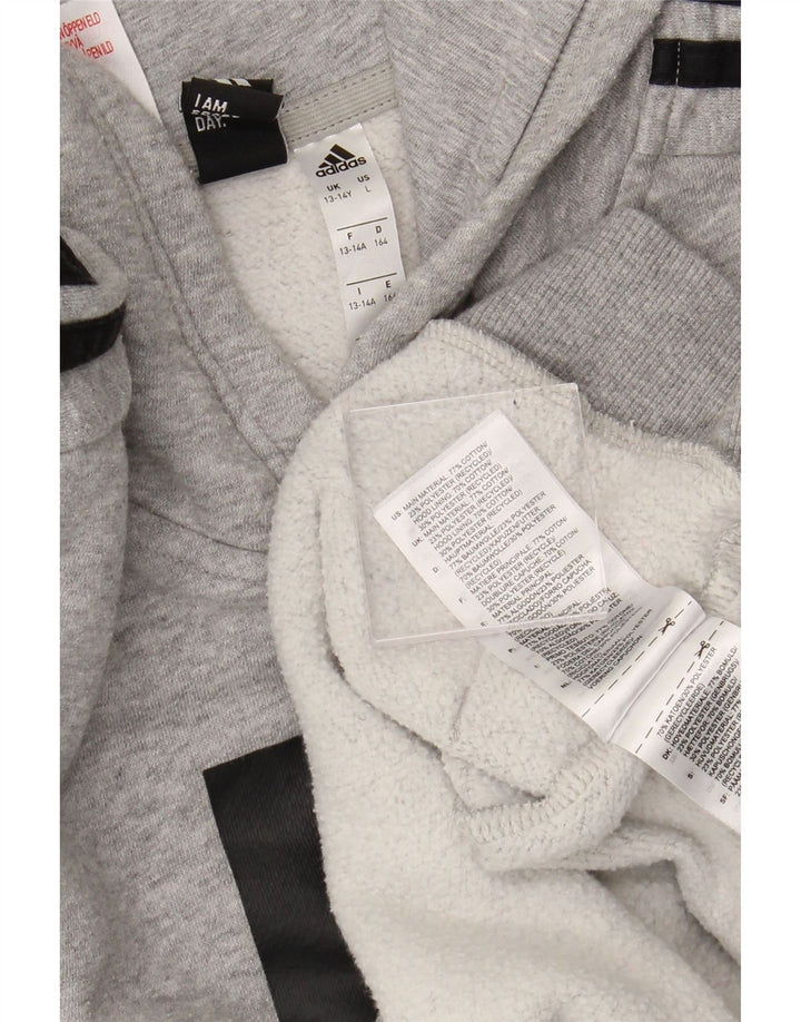 Felpa con cappuccio grafica ADIDAS per ragazzi 13-14 anni in cotone grigio
