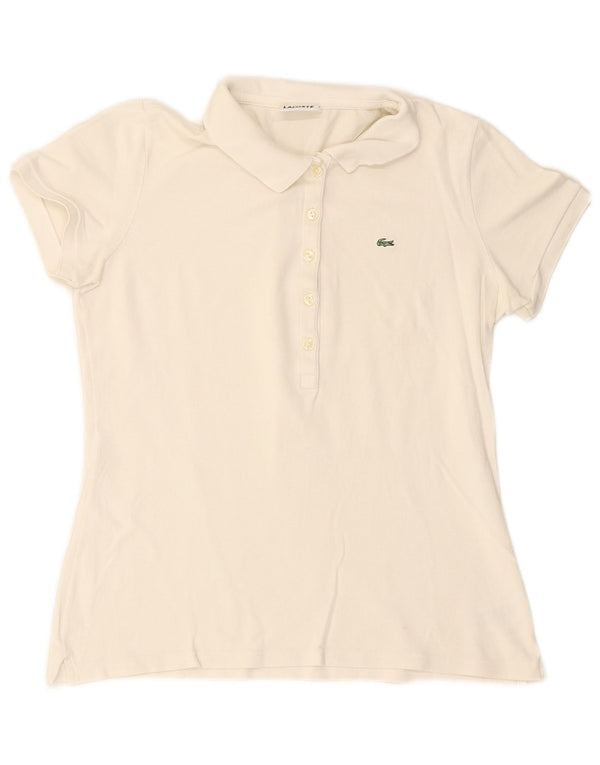 Polo da donna LACOSTE taglia 44 grande cotone bianco