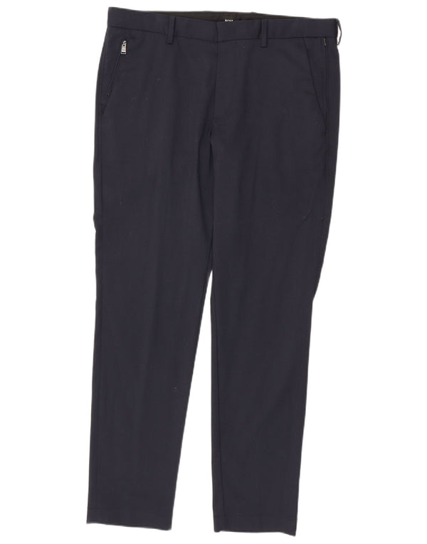 Pantaloni chino slim da uomo Hugo Boss EU 50 Large W36 L31 poliestere blu navy