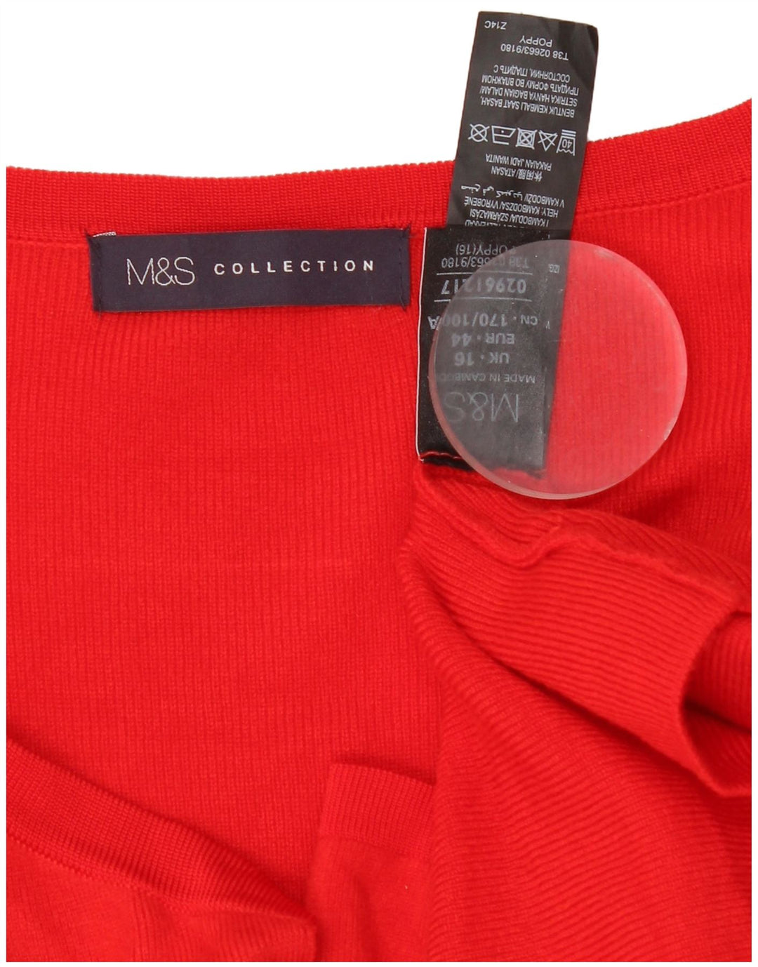 Maglione cardigan aperto lungo da donna Marks & Spencer UK 16 grande rosso