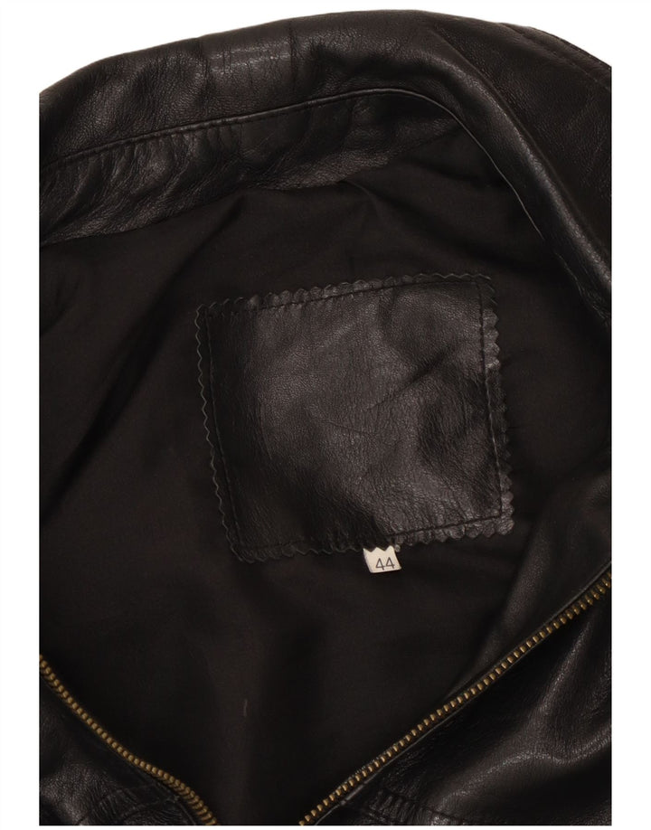 Giacca in pelle da donna vintage IT 44 media in pelle nera