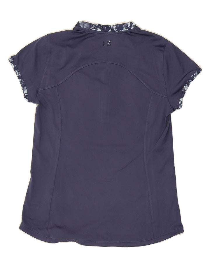 UNDER ARMOUR Womens Heat Gear T-Shirt Top UK 12 Medium Navy Blue Polyester Vintage Under Armour and Second-Hand Under Armour from Messina Hembry 