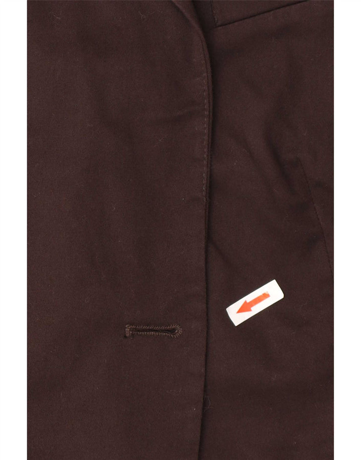 Giacca blazer aperta da donna Zara UK 14 grande cotone marrone