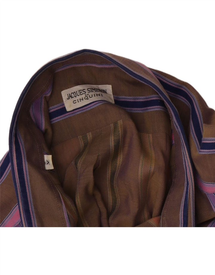 Camicia vintage da uomo a maniche corte, a righe marroni grandi