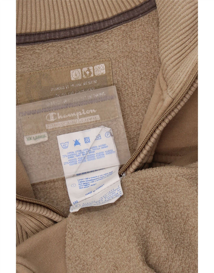 Felpa da uomo con collo e zip CHAMPION 2XL in cotone beige