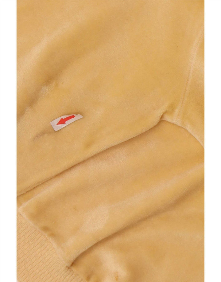 Felpa in velluto vintage da donna, maglione IT 50 XL giallo