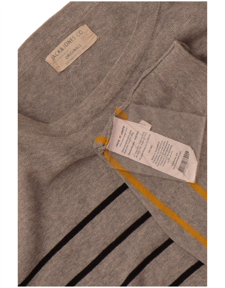 Jack & Jones Top da uomo a maniche lunghe 2XL in cotone a righe grigie