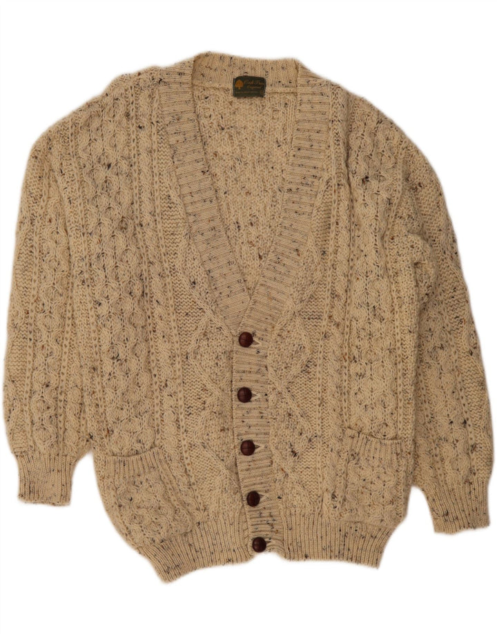 Maglione cardigan da uomo OAK TREE in lana screziata beige medio