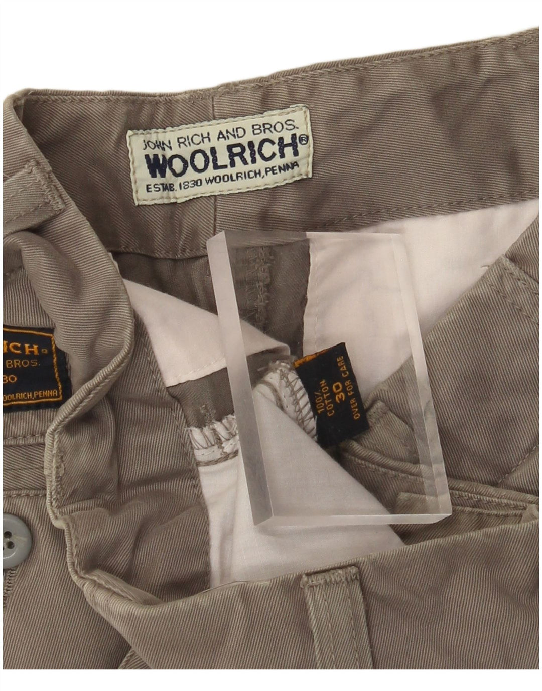 Pantaloncini chino da uomo WOOLRICH W30 cotone kaki medio